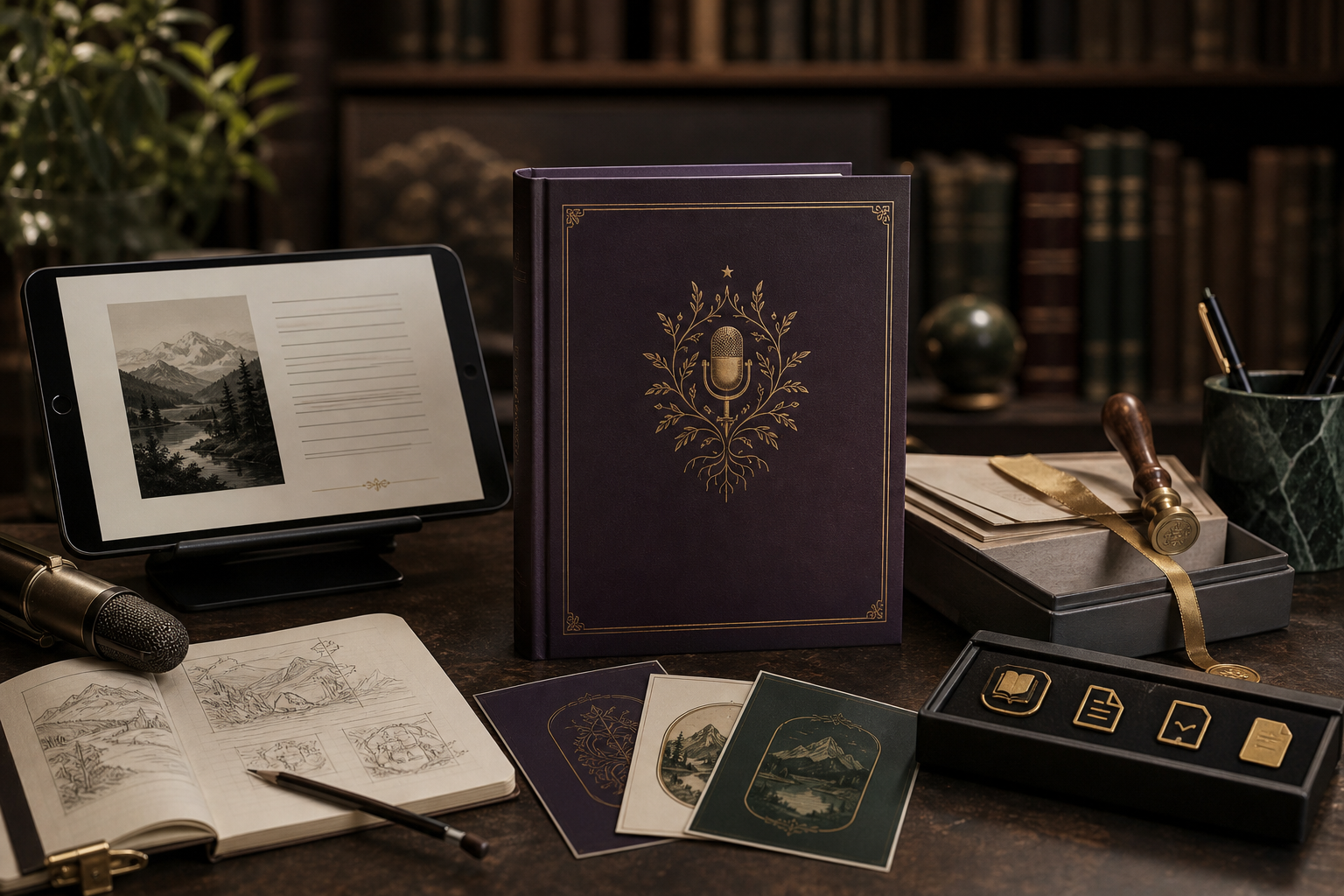 A finished book with publishing materials and launch assets
